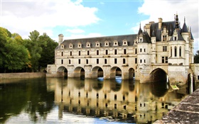 Замок Шенонсо, озеро, Париж, Франция HD обои
