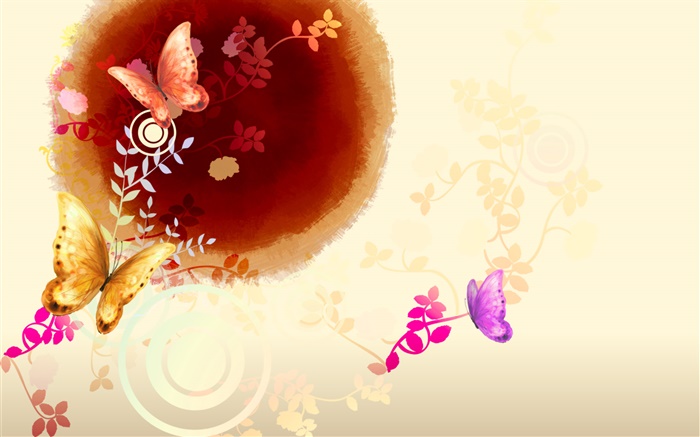 Китайская тушь искусство, бабочка с цветами обои,s изображение