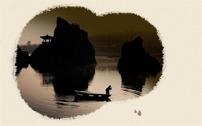 Китайская тушь искусство, пейзаж обои,s изображение
