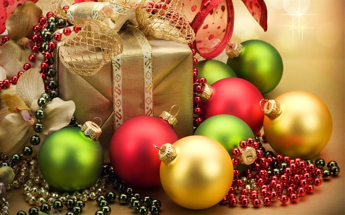 Рождественские украшения, шары и подарки обои,s изображение