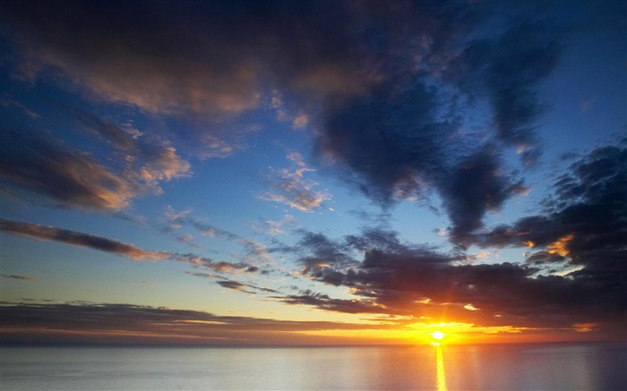 Облака, небо, море, восход обои,s изображение