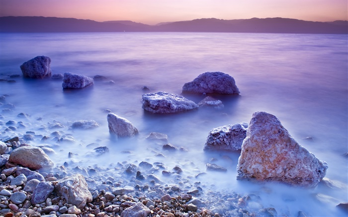 Мертвое море, восход солнца, соли, камни обои,s изображение