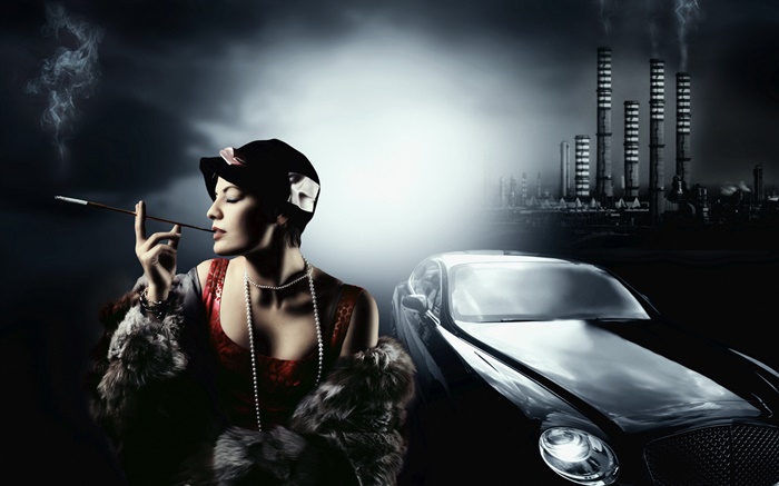 Мода девушка с роскошной машине обои,s изображение