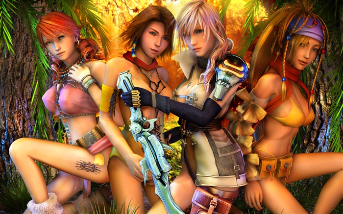 Final Fantasy XIII, четыре девочки обои,s изображение