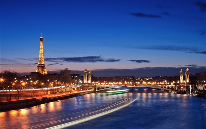 Французский, Париж, город ночь, огни, красивые пейзажи обои,s изображение