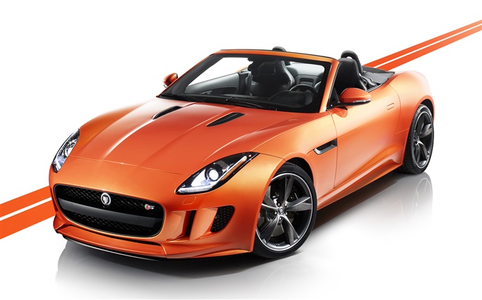 Jaguar F-Type оранжевый автомобиль обои,s изображение