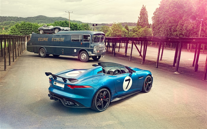 Jaguar Проект 7 Концепция синий автомобиль обои,s изображение