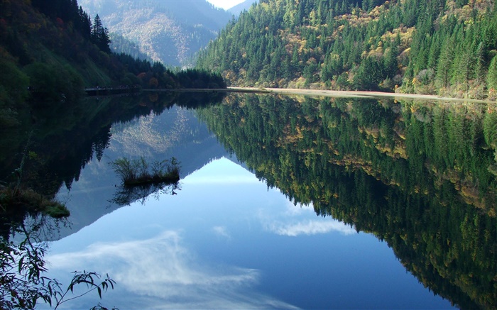 Озеро, горы, деревья, вода отражение обои,s изображение