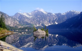 Озеро, горы, отражение воды HD обои