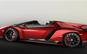 Lamborghini Veneno родстер красный суперкар вид сбоку HD обои