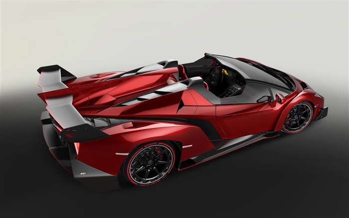 Lamborghini Veneno родстер красный суперкар вид сверху сторона обои,s изображение