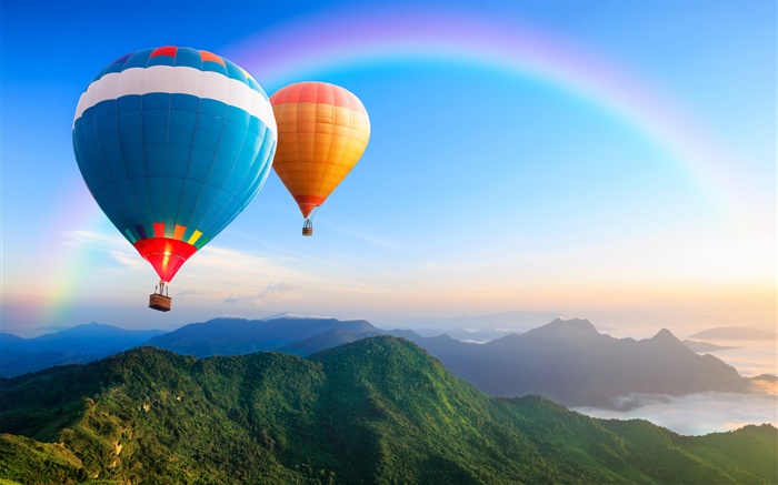 Радуга цветов воздушные шары, небо обои,s изображение