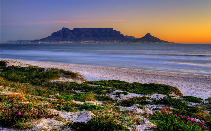 Table Bay, Кейптаун, Южная Африка, пляж, море, закат обои,s изображение