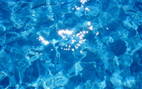 Вода, боке, синий, солнечный свет HD обои