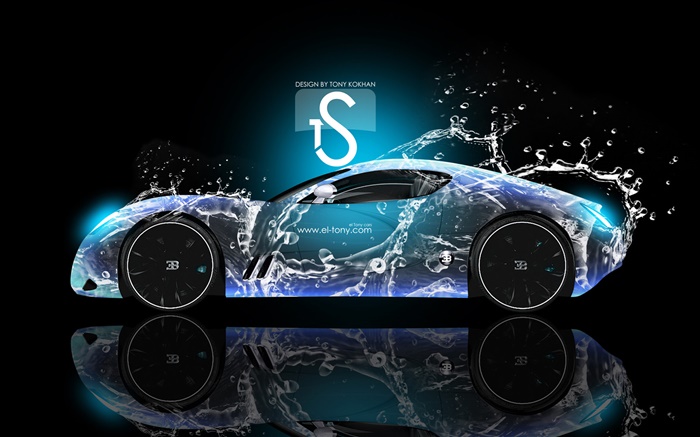 Всплеск воды автомобиль, Бугатти, креативный дизайн обои,s изображение
