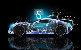 Всплеск воды автомобиль, Бугатти, креативный дизайн HD обои