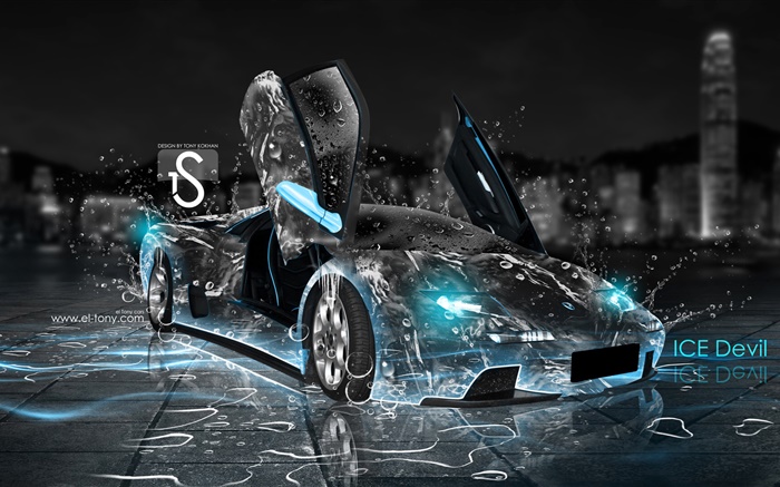 Всплеск воды автомобиль, креативный дизайн, Lamborghini обои,s изображение