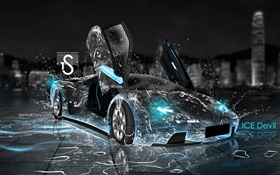 Всплеск воды автомобиль, креативный дизайн, Lamborghini HD обои
