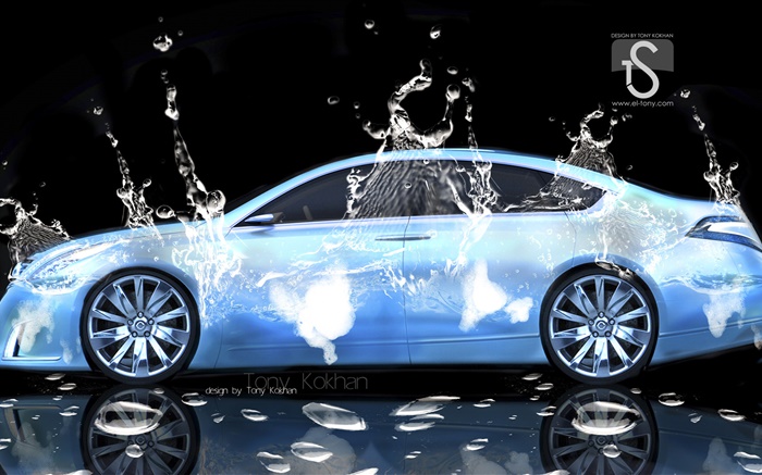 Всплеск воды автомобиль, креативный дизайн, Nissan обои,s изображение