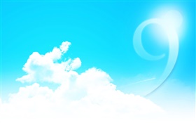 Окна 9 логотип, облака, небо HD обои