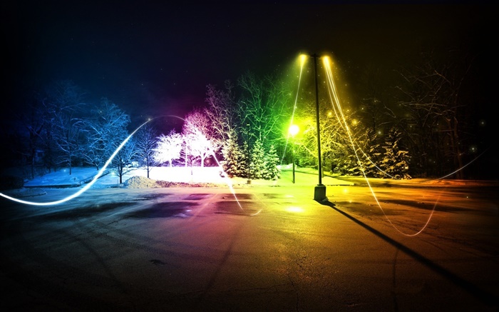 Абстрактный красочный свет, ночь, зима обои,s изображение