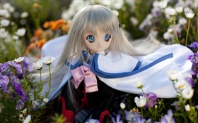 Голубые глаза игрушка девушка, куклы, цветы HD обои