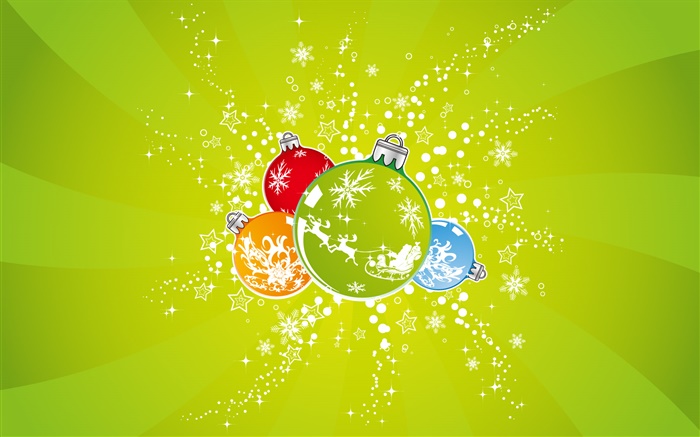 Новогодние шары, зеленый фон обои,s изображение