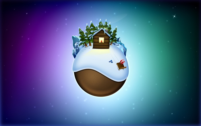 Рождество тематические фотографии, земля, деревья, дома, снег, творческих обои,s изображение