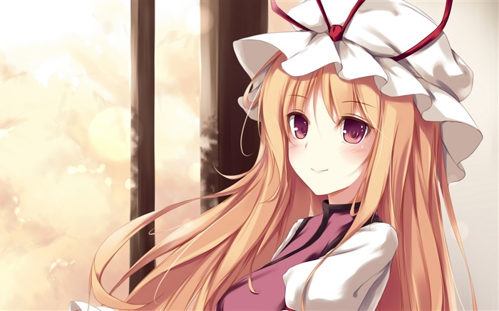Симпатичные девушки аниме, длинные волосы, шапочка обои,s изображение