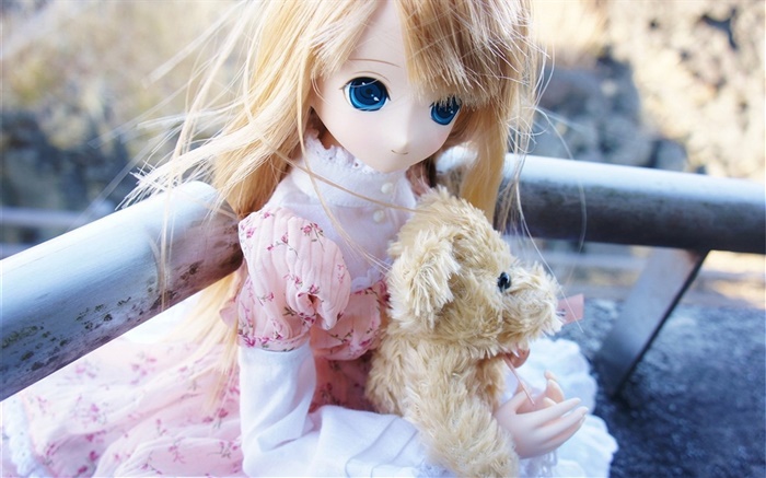 Симпатичные игрушки девушка с собакой, куклы обои,s изображение