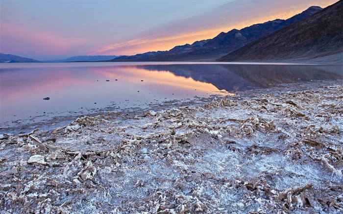 Мертвое море, побережье, сумерки, закат обои,s изображение