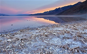 Мертвое море, побережье, сумерки, закат HD обои