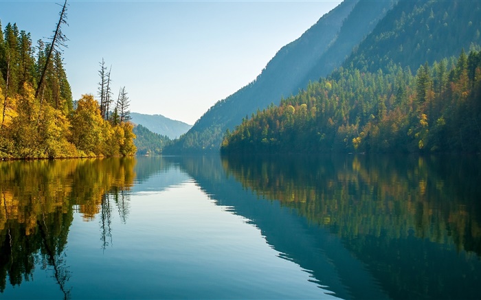 Echo Lake, Monashee Горы, Британская Колумбия, Канада, вода отражение обои,s изображение