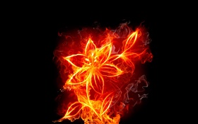 Цветок с огнем, креативный дизайн HD обои