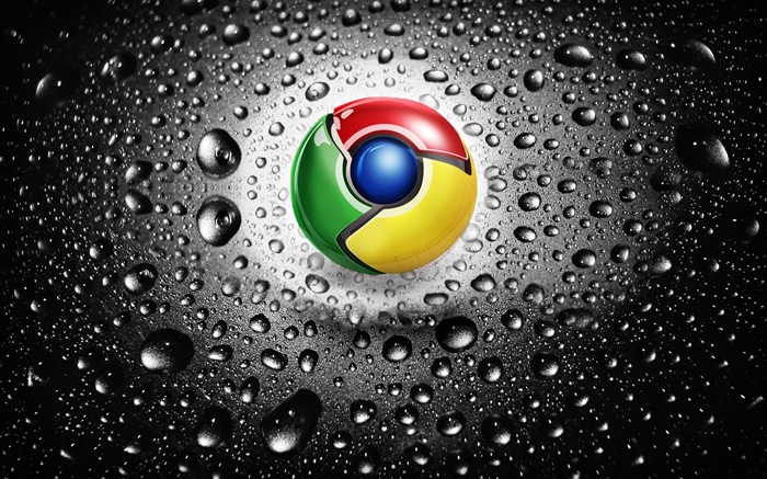 Google Chrome логотип, капли воды обои,s изображение