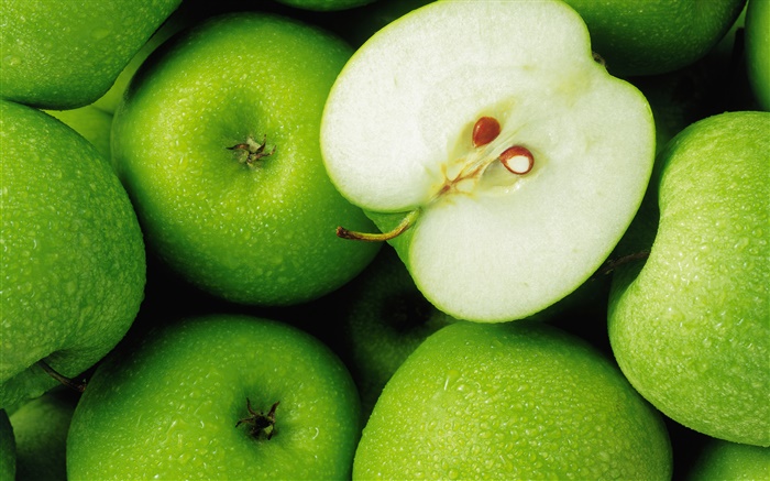 Зеленые яблоки, фрукты крупным планом обои,s изображение