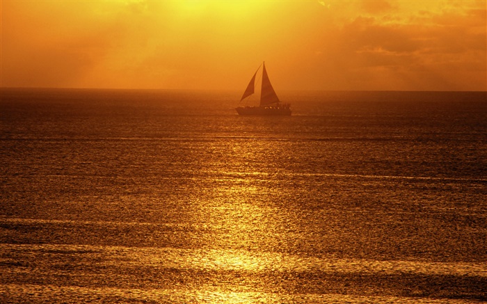 Утро, туман, море, лодка, солнечные лучи обои,s изображение