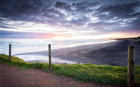 Muriwai пляж, закат, Окленд область, Новая Зеландия HD обои