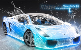 Всплеск воды автомобиль, Lamborghini, креативный дизайн HD обои