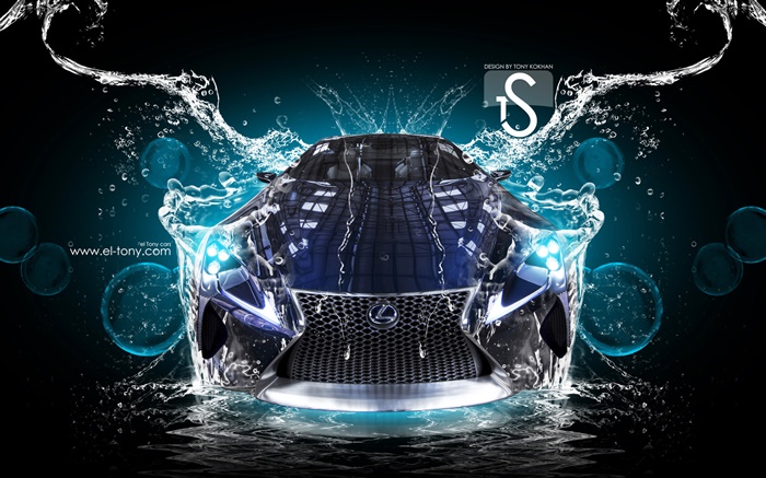 Всплеск воды автомобиль, Lexus, вид спереди, креативный дизайн обои,s изображение