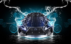 Всплеск воды автомобиль, Lexus, вид спереди, креативный дизайн HD обои