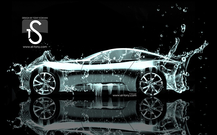 Всплеск воды автомобиль, креативный дизайн, вид сбоку обои,s изображение