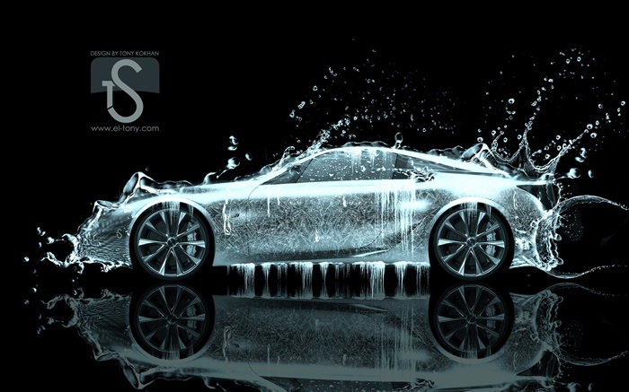 Всплеск воды автомобиль, креативный дизайн, вид сбоку суперкар обои,s изображение