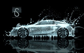 Всплеск воды автомобиль, креативный дизайн, вид сбоку суперкар HD обои