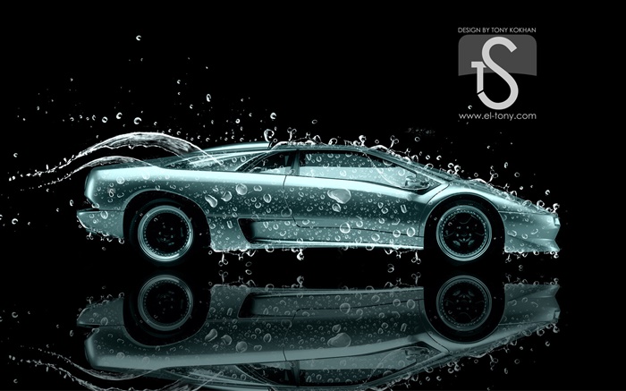 Всплеск воды автомобиль, капли, креативный дизайн обои,s изображение