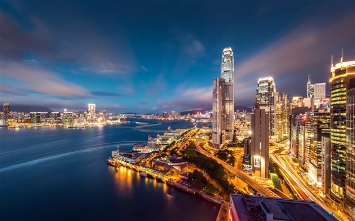 Красивый город ночью, Гонконг обои,s изображение