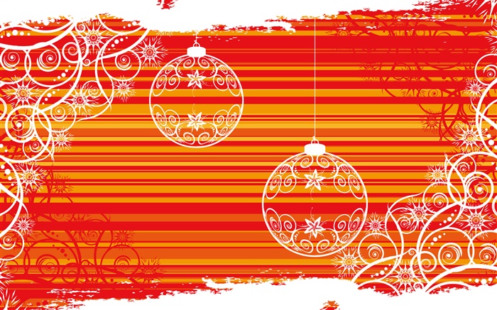 Рождественские шары, белые линии, красный фон, креативный дизайн обои,s изображение