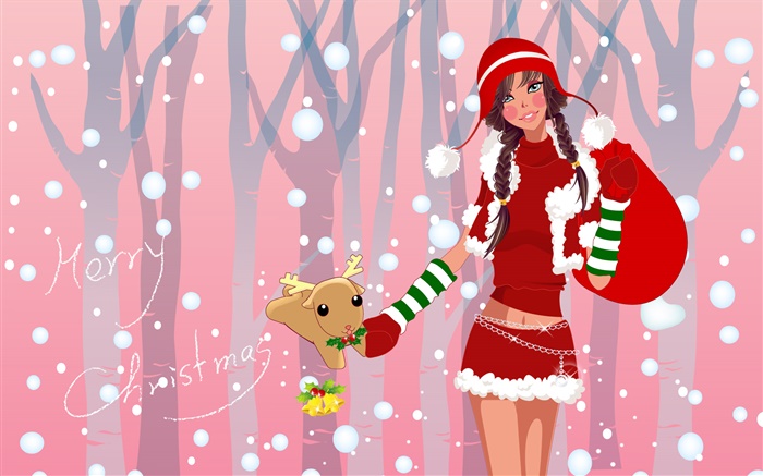 Рождество девушка, векторные иллюстрации обои,s изображение