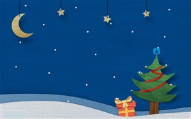 Рождество тематические фотографии, креативный дизайн, дерево, подарки, звезды, луна HD обои