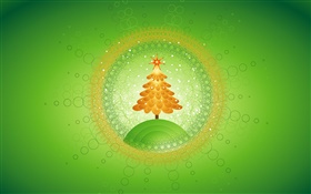 Рождественская елка, кружки, творческие фотографии, зеленый фон HD обои